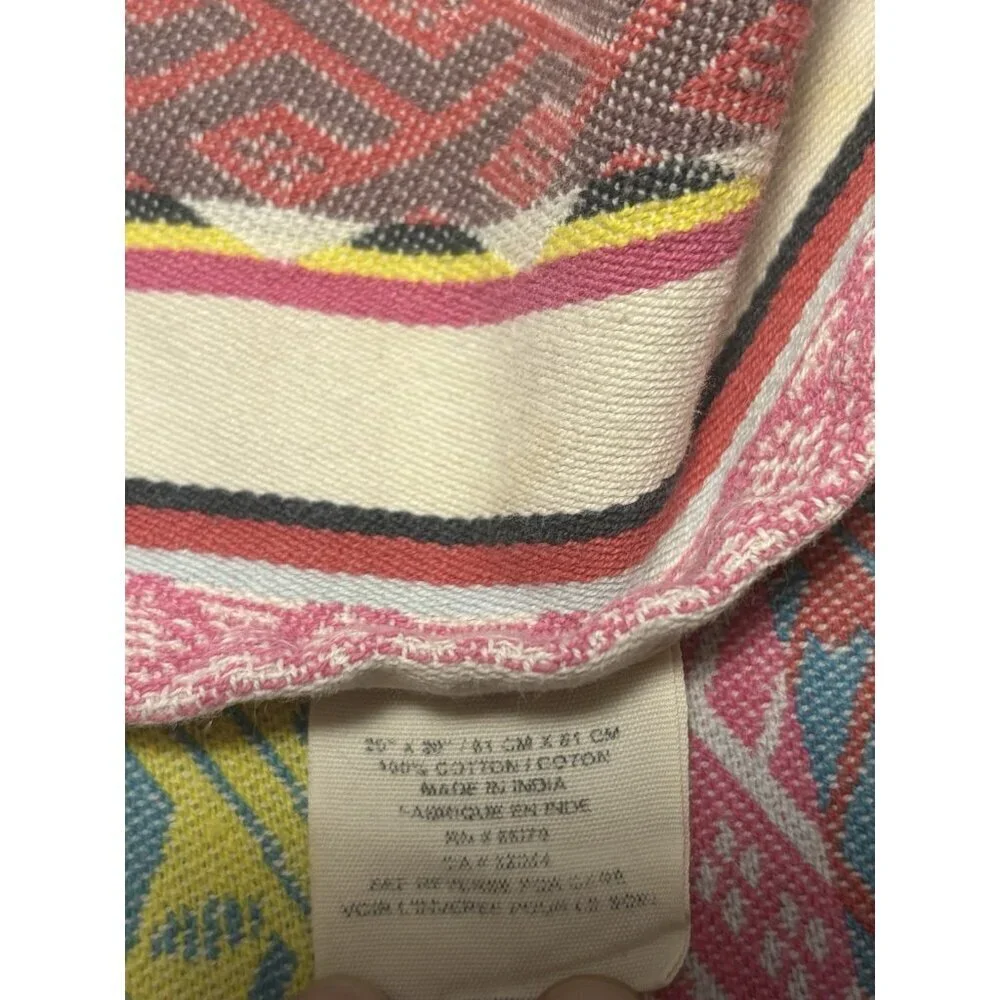 Set of 8 Bright Pink Rainbow Colorful Mexican Striped Woven Fabric‎ Napkins